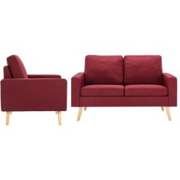 Ensemble de canapés 2 pcs Tissu Rouge bordeaux Vidaxl Wine red