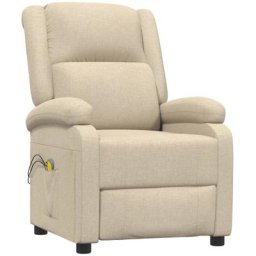 Fauteuil électrique de massage Crème Tissu Vidaxl Crème