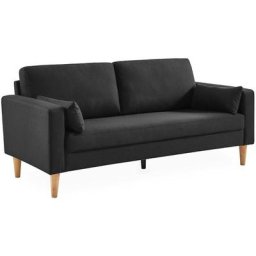 Alice's Garden - Canapé Bjorn - 3 places droit pieds bois. canapé scandinave Polyester Gris chiné