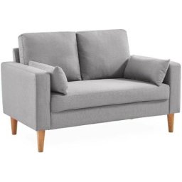 Alice's Garden - Canapé 2 places fixe droit pieds bois. style scandinave- Bjorn Polyester Gris