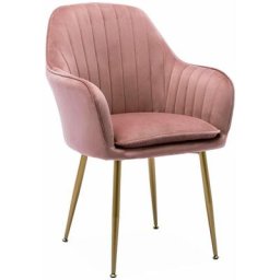 Alice's Garden - Fauteuil en velours vieux rose et pieds en métal doré. Shella l 58 x p 58 x h 85
