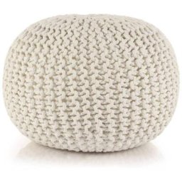 Pouf tricoté à la main Coton 50 x 35 cm Blanc Vidaxl White