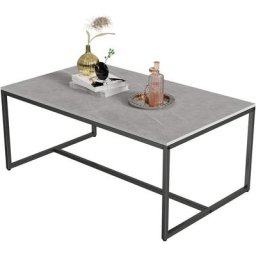 Table Basse Salon en Marbre Rectangulaire Design Scantinave pour Salon Bureau Café - 100x60x43cm