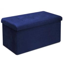 Banc de Rangement - 76x38x38cm -velours-Tabouret Pouf -bleu- Pouf Rangement - Coffre de Rangement