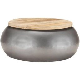 Table basse Gris 68x68x30 cm Bois de manguier solide Vidaxl Grey