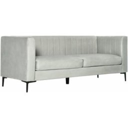 Homcom - Canapé 3 places design contemporain piètement acier noir revêtement velours gris clair