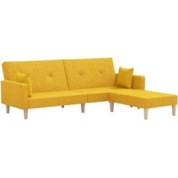 Vidaxl - Canapé-lit à 2 places avec repose-pied Jaune Tissu Jaune