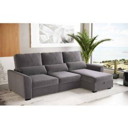 Oliver - Canapé D'angle Réversible -Convertible Avec Coffre Avec Appui-tête Réglable - Gris Clair