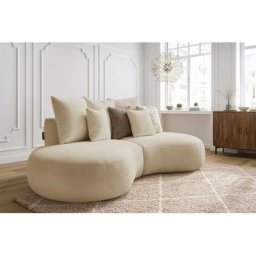 Canapé droit fixe Bobochic Canapé droit fixe 3 places saint-germain tissu bouclette Beige - Beige