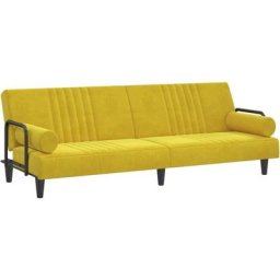 Canapé-lit avec accoudoirs jaune velours vidaXL - Jaune