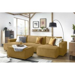 Pouf Bobochic Pouf nihad velours côtelé Jaune - Jaune