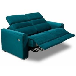Canapé 2 places relax électrique confort loft avec système zéro wall velour bleu petrol - bleu