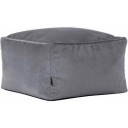 Pouf Repose-Pieds Carré en Velours Amara, Poufs de Salon, Gris Anthracite - Gris Anthracite - Icon