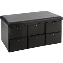 Pouf pliable 6 tiroirs - l 76,5 x l 38 x h 38 cm - Noir - Livraison gratuite - Noir