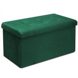 Banc de Rangement - 76x38x38cm -velours-Tabouret Pouf -vert- Pouf Rangement - Coffre de Rangement