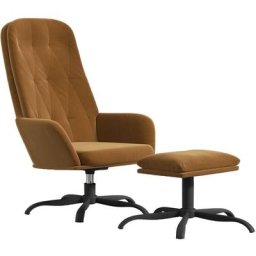 Chaise de relaxation avec repose-pied Marron Velours Vidaxl Marron