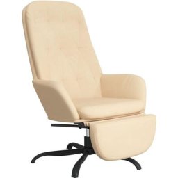 Chaise de relaxation avec repose-pied Blanc crème Velours Vidaxl Blanc crème