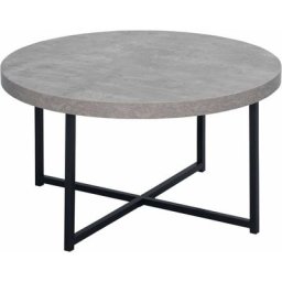 Homcom - Table basse ronde design dim. ø 80 x 45H cm piètement croisé métal noir plateau mdf effet