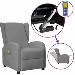 Fauteuil inclinable de massage à oreilles Gris Similicuir Vidaxl Gris
