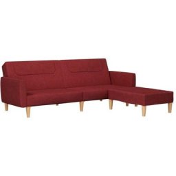Vidaxl - Canapé-lit à 2 places avec repose-pied Rouge bordeaux Tissu Rouge bordeaux