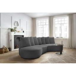 Canapé d'angle fixe Bobochic Canapé d'angle fixe marianne tissu bouclette Angle droit Gris foncé
