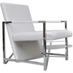 Fauteuil avec pieds chromés Blanc Similicuir Vidaxl Blanc