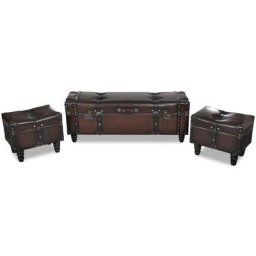 Ensemble de bancs de rangement 3 pcs Marron Vidaxl Brun