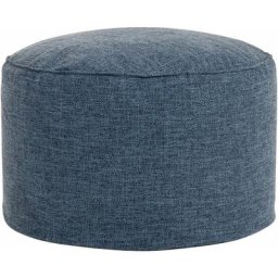 Pouf Repose-Pieds Rond en Textile Tissée Alma, Poufs de Salon, Bleu Marine - Bleu Marine - Icon