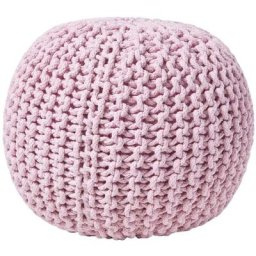 Pouf en tricot Rond Coloris Rose Pastel 35 x 40 cm - Rose Pastel - Homescapes