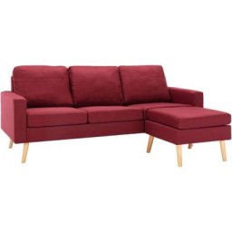 Canapé à 3 places avec repose-pied Rouge bordeaux Tissu Vidaxl Wine red