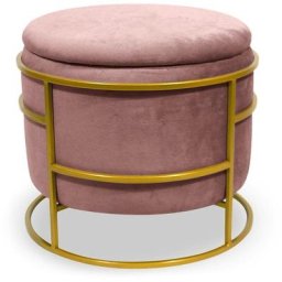 Pouf coffre rond Ringo en velours Rose - Rose