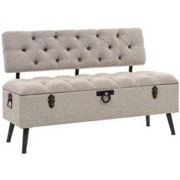 Banc de rangement avec dossier 110 cm Crème Tissu Vidaxl Crème
