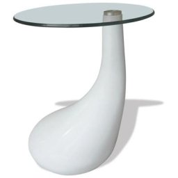 Vidaxl - Table basse avec dessus de table en verre rond Blanc brillant