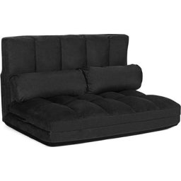 Canapé Convertible 2 Places 113 x 180 cm Dossier Réglable à 6 Positions Housse en Suède