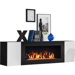Fireplace Cabinet Noir Mat & Blanc Brillant - Noir Mat & Blanc Brillant
