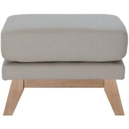 Pouf repose-pieds déhoussable scandinave en tissu beige et bois clair oslo - Beige