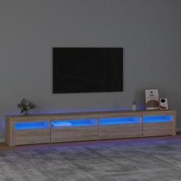 Kalisse - Banc tv Moderne - Meuble tv avec lumières led Chêne sonoma FR8763