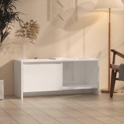 Kalisse - Banc tv Moderne - Meuble tv Blanc brillant 90x35x40 cm Aggloméré FR7707
