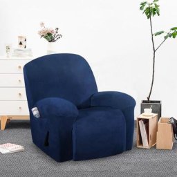 Manta - Lot de 4 Housse de fauteuil inclinable bleu foncé L.96 x l.87 x H.93 cm max
