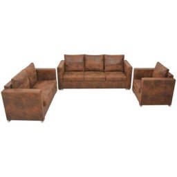 Ensemble de canapés 3 pcs Cuir daim synthétique Vidaxl n/a