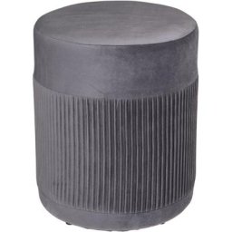 Pouf Velours Nofy Gris Atmosphera créateur d'intérieur - Gris galet