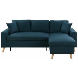 Canapé d'Angle MARIA SCANDINAVE Réversible et Convertible - Bleu - Bleu