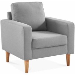 Alice's Garden - Fauteuil scandinave en tissu gris clair - Bjorn - Canapé 1 place fixe droit pieds