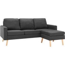 Canapé à 3 places avec repose-pied Gris foncé Tissu Vidaxl Gris foncé