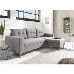 Nordic - canapé scandinave d'angle réversible convertible - gris clair - gris clair - gris clair