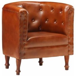 Maisonchic - Fauteuil | Fauteuil de Relaxation Fauteuil Salon Marron Cuir véritable 79042