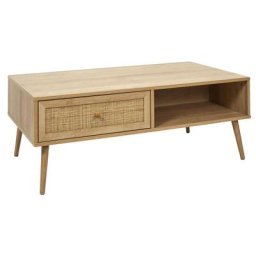 Table basse cannage et bois 1 tiroir Bali