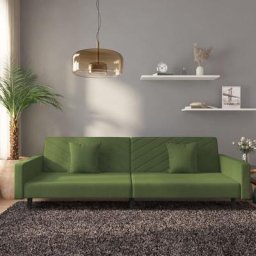 Sofa Divan convertible - Contemporain Canapé-lit à 2 places avec deux oreillers Vert foncé Velours