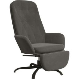 Chaise de relaxation avec repose-pied Gris foncé Velours Vidaxl Gris foncé