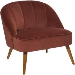 Fauteuil en velours et bois Naova - Rouge brique - l 78 x h 71 cm - Livraison gratuite - Rouge